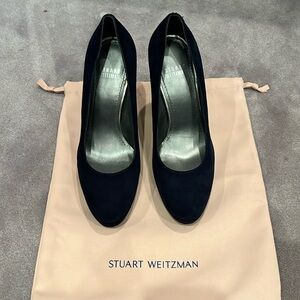 New authentic Stuart Weitzman navy suede platform pumps shoes heels size 36,1/2